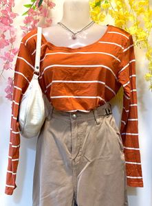 ✨Burnt Orange Stripes | Boatneck Aesthetic