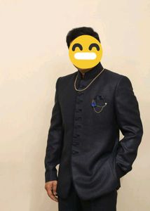 Elegant Navy Blue Bandhgala Suit