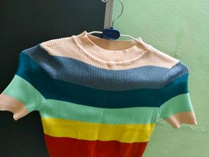 Rainbow Striped Cropped Top