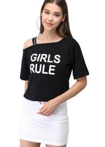 ONE SHOULDER BLACK PRINTED TOP