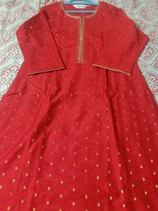 Biba Red &amp; Gold Embellished Kurta
