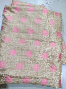 Cream & Pink Colored Saree