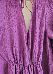 Purple textured midi dress