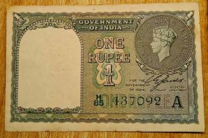 1944 One Rupee First Issue Signed By CE Jones