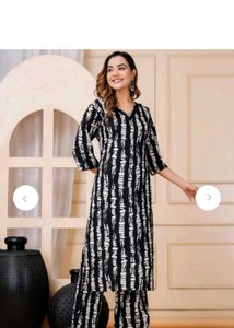 Shibori Black Cotton Straight Fit Kurta pant Set