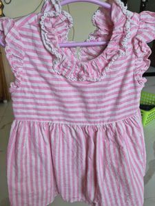 Cute Pink & White Ruffle Baby Romper/Dress