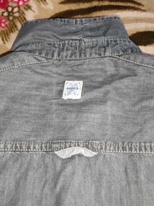 Imported Denim Short Sleeve Button Down
