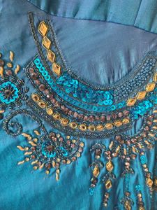 Elegant Blue Ethnic Gown With Tag &amp; 4 Inch Margin