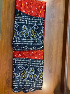 ❤️Red &amp; Black Bandhani Saree💥