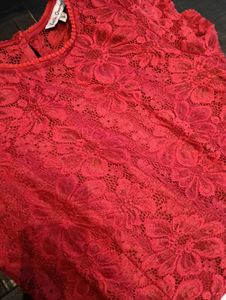 Red Lace Midi Dress