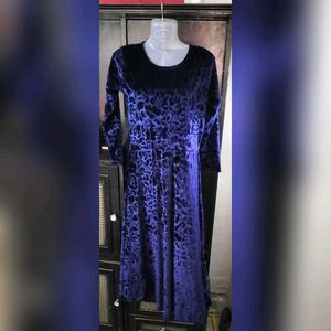Women Velvet Navy Blue Gown dress