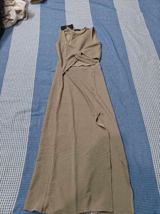 Sleeveless Front Cut-Out Textured Dress