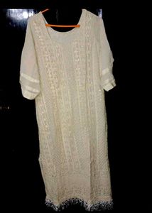Nude Embroidered Chikankari  Kurti