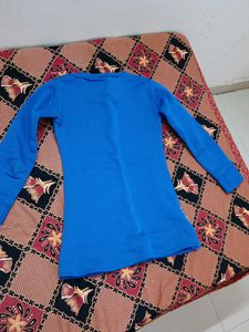 Sky Blue Woolen Top with Round Neck