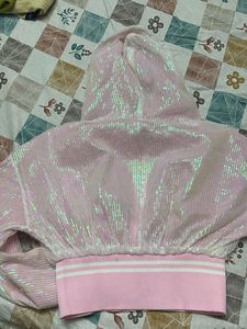 Pink Sequin hoodie style top