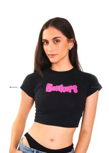 Black Puffed Signature Baby Tee