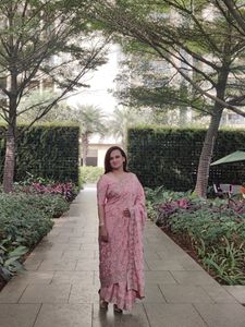 Elegant Pink Embroidered Saree With Blouse