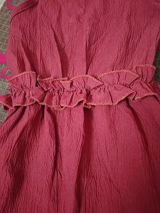 Girls Fancy Jumpsuit Maroon Color