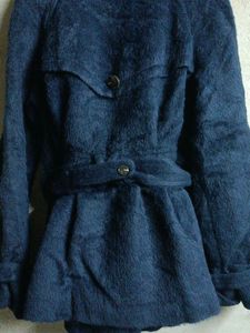 Stylish Winter FurJacket Woolen Coat Blue