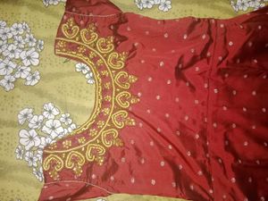 Festive Long Gown Dress With Netted Dupatta
