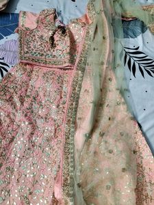 Peach Embroidered Lehenga Choli