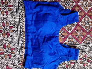 Blue Ready To Wear Net Saree With Padded Blouse
