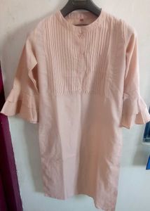 Peach Tunic with Ruffle Sleeves