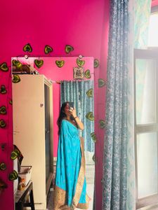 Elegant Sky Blue Embroidered Saree