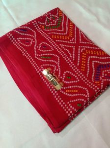 Red Bandhej Print Saree 😍