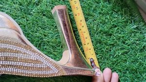 Gold Heels with Rhinestones