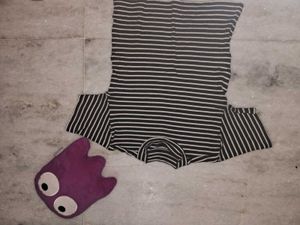 Black And White Striped Fitted Half Sleeve Top