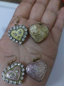 Heart Shaped🩷💛 Lakh Rhinestone Earrings