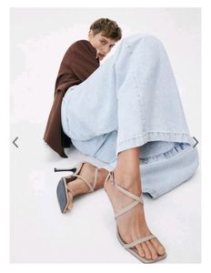 Mango Beige Criss-cross Strap Heels
