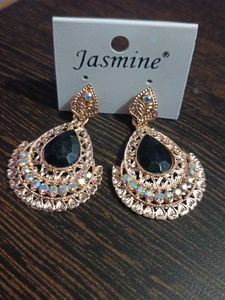 Elegant Gold & Black Teardrop Earrings