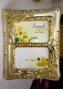 Gold Floral Double Photo Frame