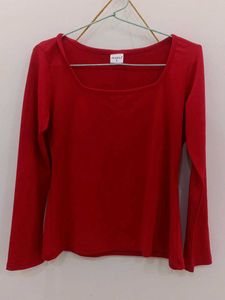 Red Long Sleeve Top