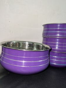 Purple serving Stainless Steel Bowls(Set)
