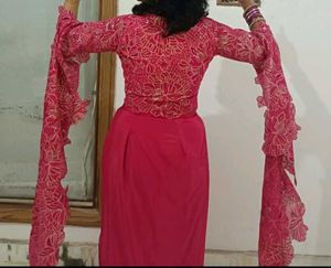 Pink Colour Dhoti With Heavy Sequence Work Blouse