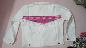 White Embroidered Denim Jacket
