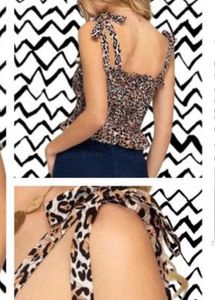 Leopard Print Tie Strap Top