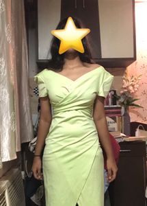 Lime Green Off-Shoulder Midi Dress💚