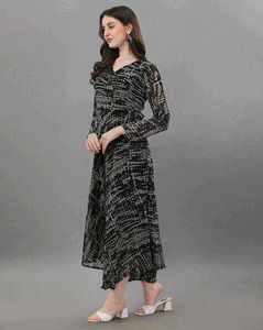 Black &amp; White Patterned Maxi Dress