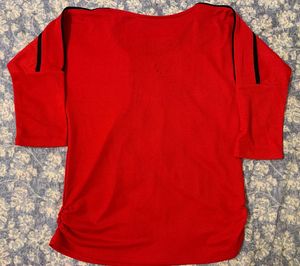 Red Button Detail Top