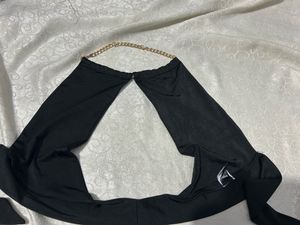 SHEIN  GOLD CHAIN HALTER TIE UP CROP TOP