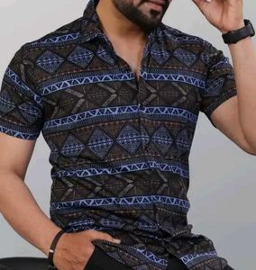 Men's Geometric Tribal Print Short Sleeve Shirt