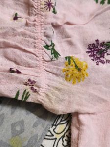Only Brand Women Pink Floral Elastic Peplum Top