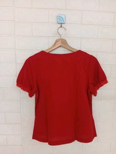 Red Floral Embellished Top