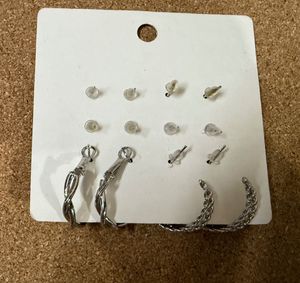 Silver Earring Set - 6 Pairs