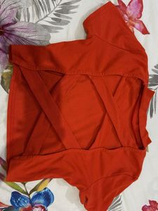 Coral Backless Top