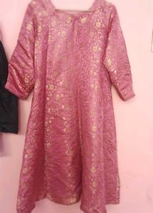 Pink Brocade AlineFrock And Salwar(Unused)